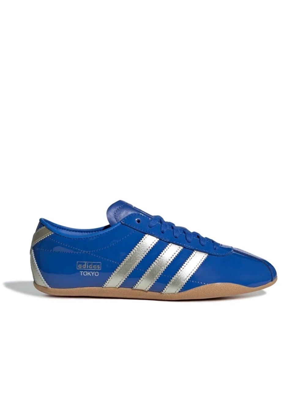 Adidas Tokyo Women's Blue Vinyl Leather Sneakers with Silver Stripes